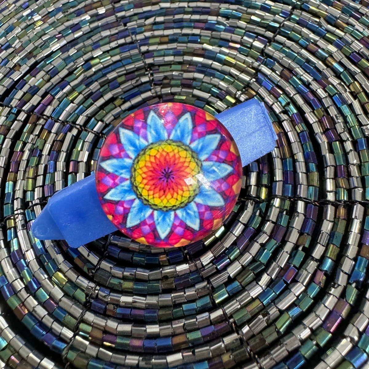 Hundespange Cabochon „Mandala“ Nr.3 (4.5 cm)