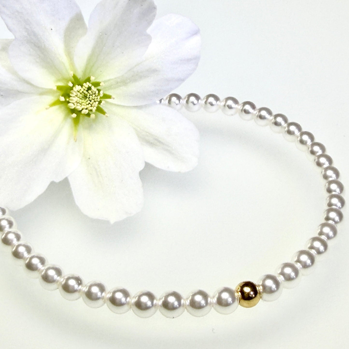 Perlenarmband "Crystal White"